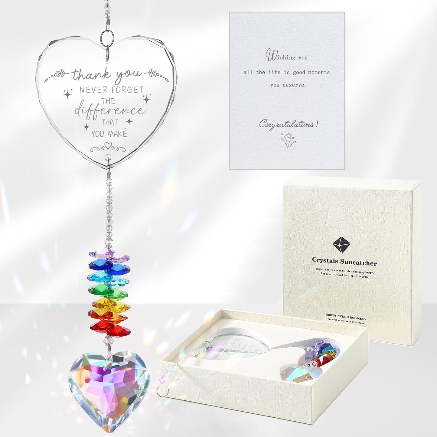 Thank You Gifts, Crystal Suncatcher Thank You Gifts for Women, Never Forget Appreciation Gifts Ornament, Women Gifts for Coworkers Teacher Boss Nurse Friend Keepsake