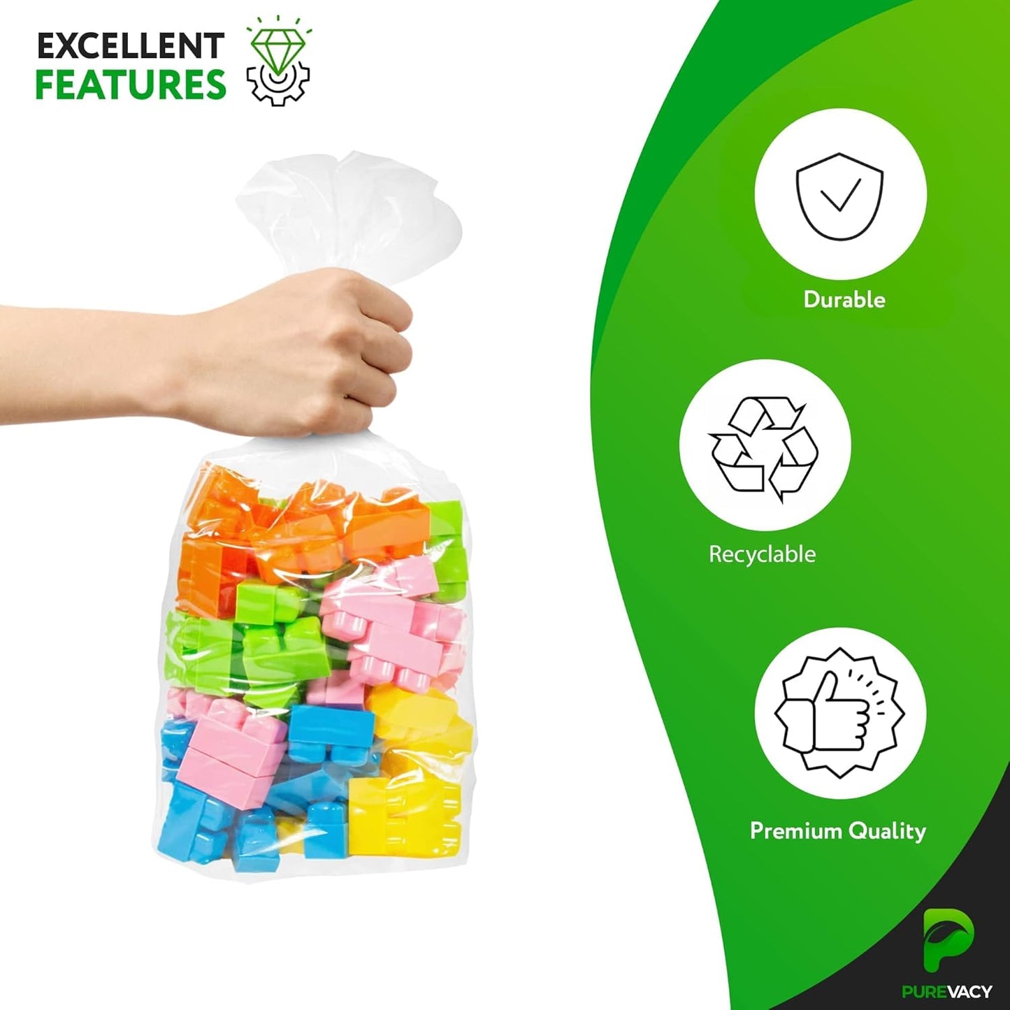 Clear Gusseted Poly Bags, 8 x 3 x 20 Inch, 1000 Pack Side Gusseted Plastic Bags 2 Mil. Leakproof for Packaging, Gift Favors, Fruits, Grains, Coffee Beans