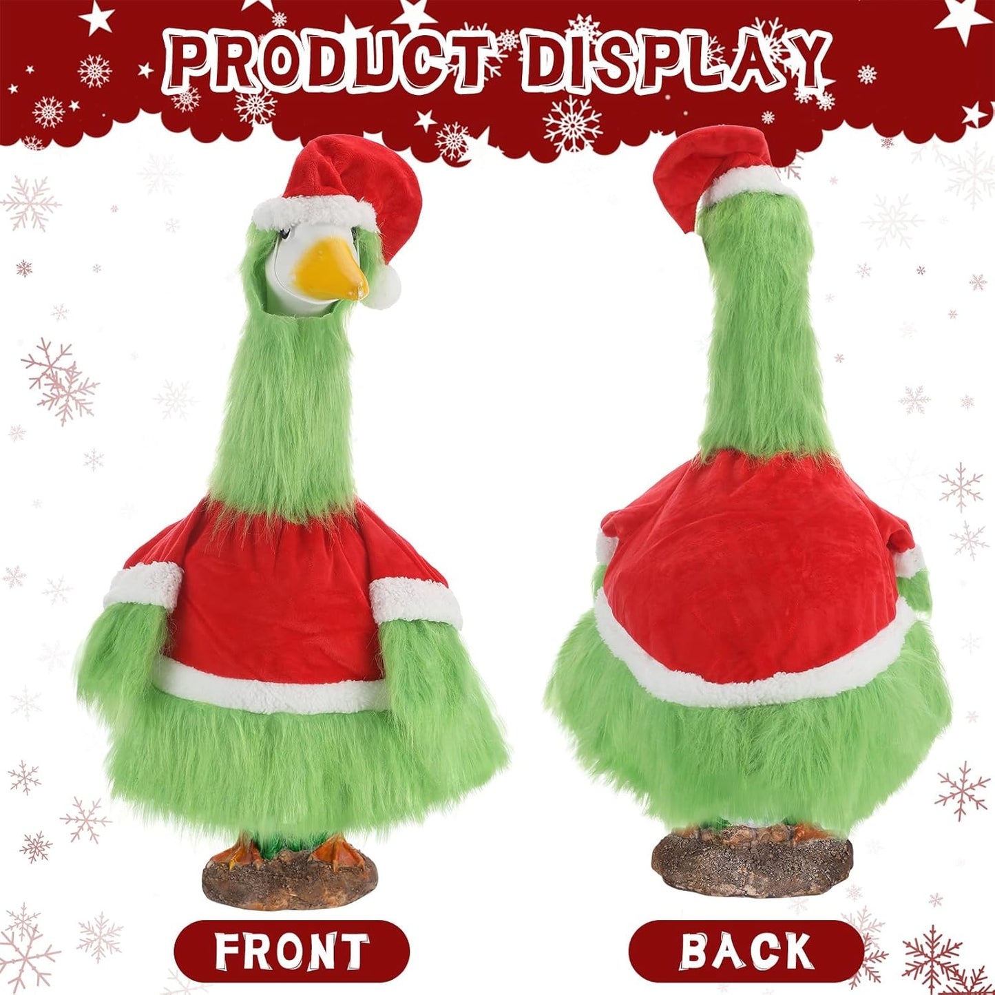 Cozypower Christmas Porch Goose Outfits Clothes for Plastic 23'' Cement Goose Duck Lawn Yard Decorations(Novelty Style)