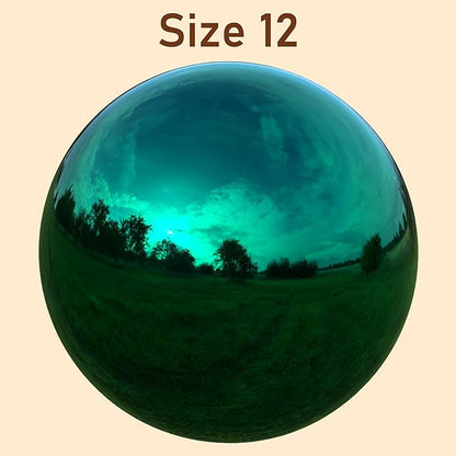 Lulu Decor, Teal Stainless Steel Gazing Mirror Ball Size 12 with Stand