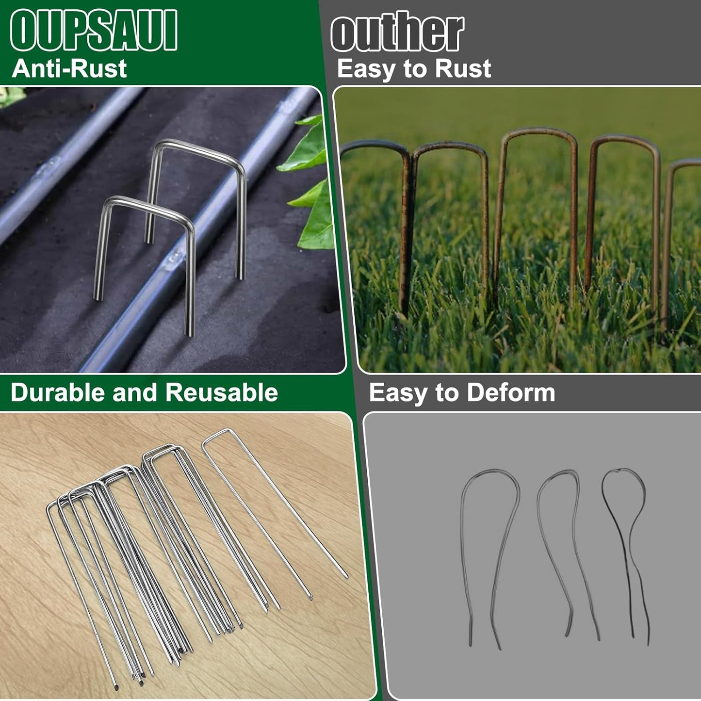 12 Inch 11 Gauge Galvanized Landscape Staples Stakes for Decoration, 25/100/200pcs Garden Metal Stakes for Weed Barrier Fabric, Fence Stakes, Tent Stakes (12in, 200pcs)