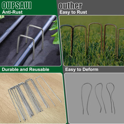 12 Inch 11 Gauge Galvanized Landscape Staples Stakes for Decoration, 25/100/200pcs Garden Metal Stakes for Weed Barrier Fabric, Fence Stakes, Tent Stakes (12in, 200pcs)