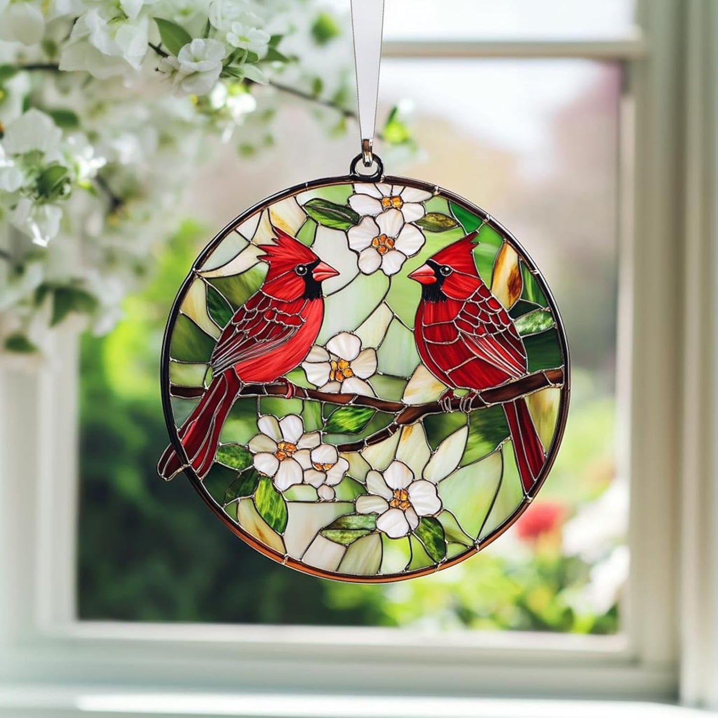 Red Cardinal Acrylic Suncatcher Window Hanging Bird Ornament Decor Personalize Gifts Sun Catchers for Windows Indoor Decorations Outdoor Holiday