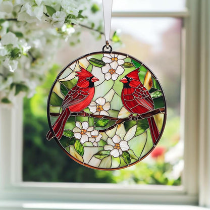 Red Cardinal Acrylic Suncatcher Window Hanging Bird Ornament Decor Personalize Gifts Sun Catchers for Windows Indoor Decorations Outdoor Holiday