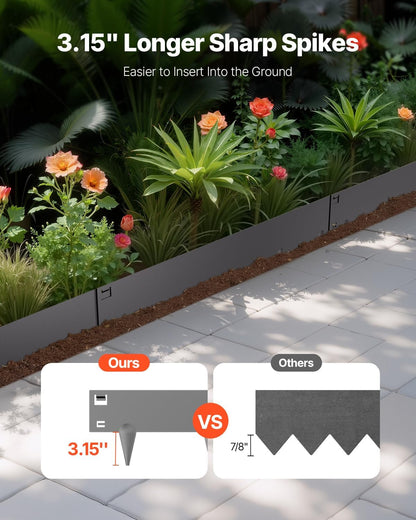 VEVOR Steel Landscape Edging, 5 Packs 39 x 4 in Rust-Resistant Metal Landscape Edging, Bendable Garden Edging Border, Heavy Duty Lawn Edging, Easy-to-Install, Flower Bed Yard Pathway Divider Dark Gray