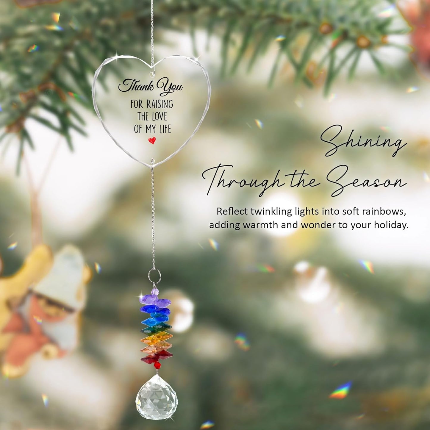 Glass Ornament Suncatcher Birthday Gift for Mother in Law - Mother of The Bride Groom - Crystal Rainbow Maker - Gift from Daughter Son in Law - Window Hangings Home Decor