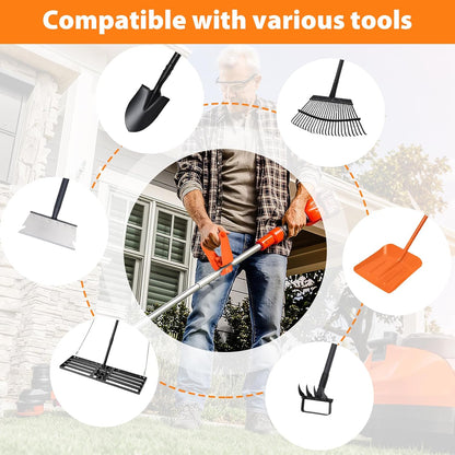 Labor-Saving Handle Tool for Lawn Leveling Rake Ergonomic Back-Saving Attachment for Garden Tools Universal Weed Eater Handle Replacement for Snow Shovels, Rakes, Lawn Trimmers, Orange