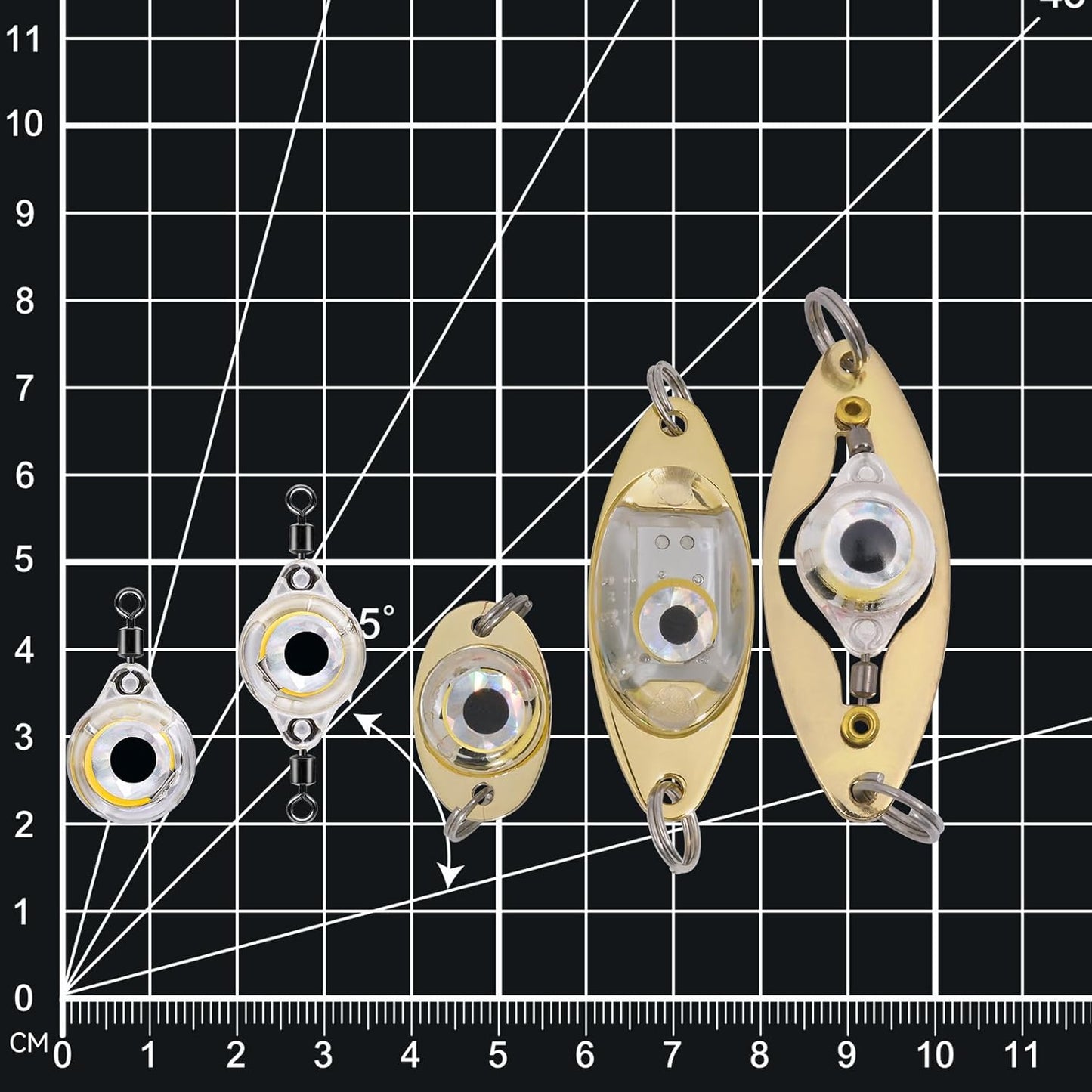 LED Underwater Fishing Lures，LED Lighted Bait Flasher，Deep Drop Fishing Lures，Fish Eye Attractive Light Bait Lure Lamp 5PCS