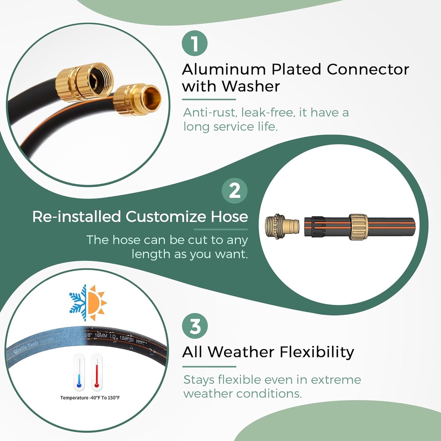 Giraffe Tools Leader Hose 5/8" x 4ft, Custom Length, No Kink, Flexible, Leakproof Water Hose, Male Female Fittings, 600 Burst PSI, 4ft, Black Orange