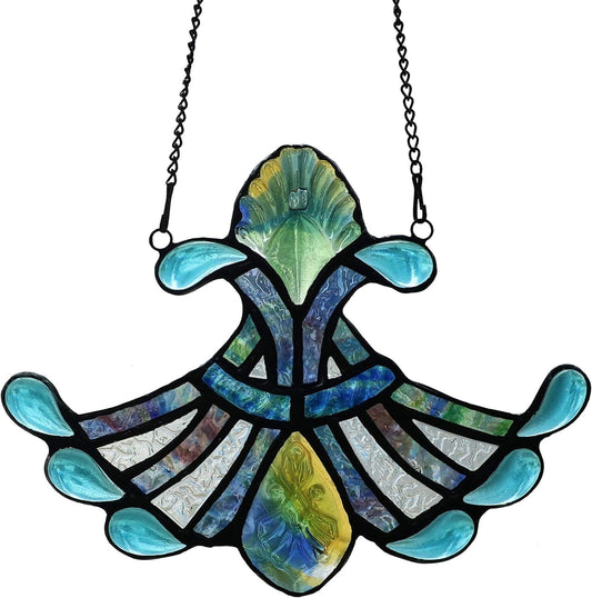 Ornament Stained Glass Window Panel Sun Catcher, 7" x 7"