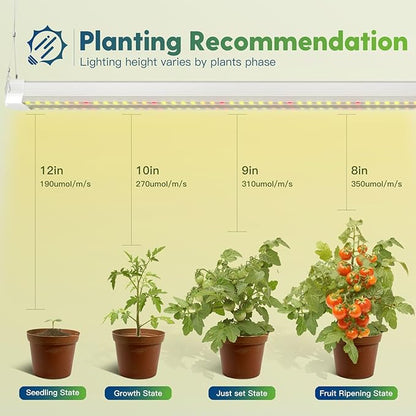 FREELICHT 1 Pack 4FT LED Grow Light, 40W (250W Equivalent), Full Spectrum Sunlight Growing Lamp Fixture, Linkable Hanging Plant Light for Hydroponic Indoor Plants Seeding, Plug-in with On/Off Switch