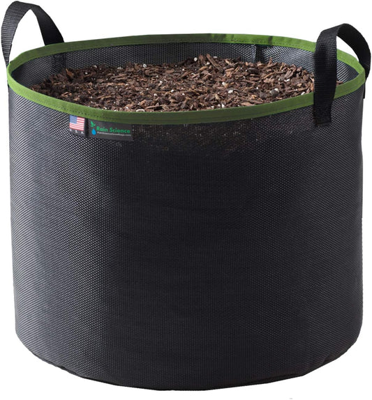 Grow Bag 7 Gallon, Planting Pots - Colorful Plant Grow Bags Pots Gardening Vegetable - Air Pruning Mesh Fabric Plant Container - (Black/ODGreen)