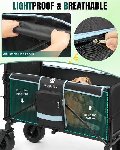 Snagle Paw Extra Large Dog Stroller,Wagon Cart for Medium Large Dogs up to 200lbs | All Terrain Foldable Pet Stroller with Ramp & Tailgate (Extra Space), Adjustable Handle & One-Step Brake