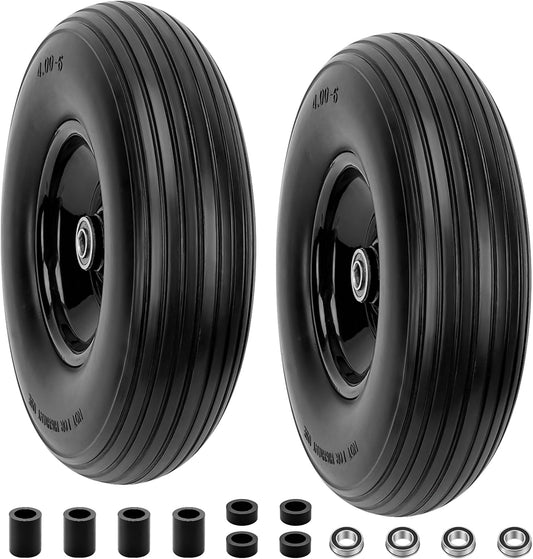 4.00-6 Flat-Free Solid Tire and Wheel 13" Wheelbarrow Tire by Cenipar With 3/4" & 5/8" Grease