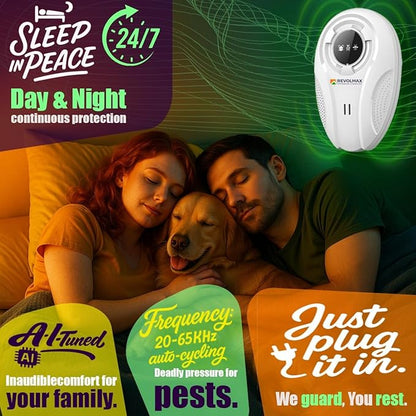 T-Ultrasonic Pest Control 4-Pack: Indoor Plug-in Mice, Rodent, Squirrel, Insect Repellent & Roach Killer, Ant, Spider,Bats, Bed Bug, Squirrel, Flea Spray, Mouse Trap Alternative for Home