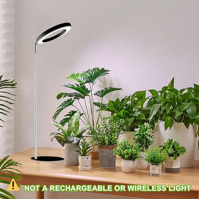 yadoker 144 LEDs Full Spectrum Plant Grow Light for Indoor Plants，Height Adjustable, 6.3" Aluminum Housing,Automatic Timer with 8/12/16 Hours,10-Level Brightness,Ideal for Small and Medium Plant Grow