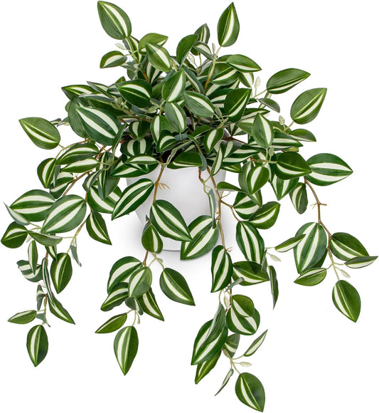 Briful Fake Plants Indoor Artificial Potted Silk Plants Faux Watermelon Peperomia Cascading Vine