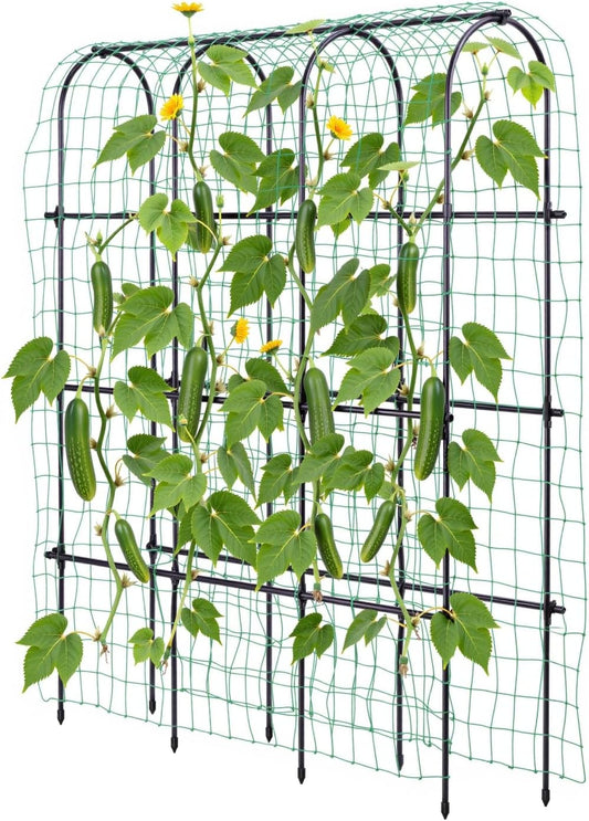 Idzo Arched Trellis for Raised Garden Bed, 70in Stainless Steel Tunnel Vegetable Trellis w PE