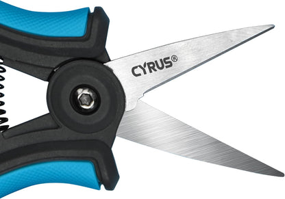 CYRUS 6” Gardening Scissors Hand Pruner Pruning Shear with Straight Stainless Steel Blades Trimming Hand Pruner