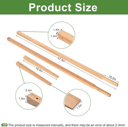 Nisorpa Wood Replacement Wheelbarrow Handles with 2 Wheelbarrow Wedge Heavy Duty Hardwood Wheelbarrow Handles Replacement Kit with Tough Seal Coat and Pre Drilled Holes for Wheelbarrows