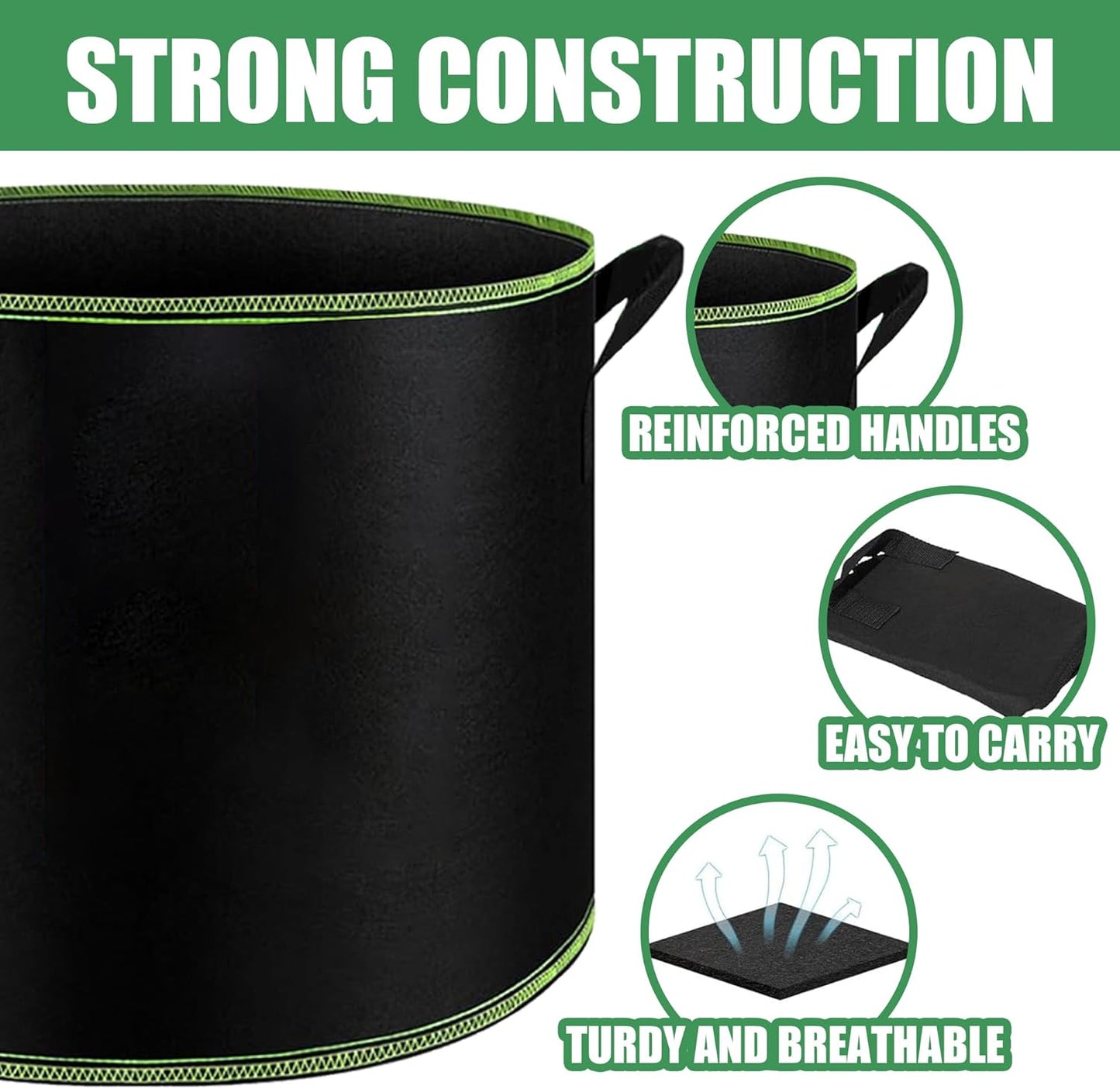 1-Pack 100 Gallon Plant Grow Bags, Thickened Nonwoven Fabric Pots with Handles,Durable Garden Planters Aeration Gardening Container to for Plants, Vegetables, and Flowers