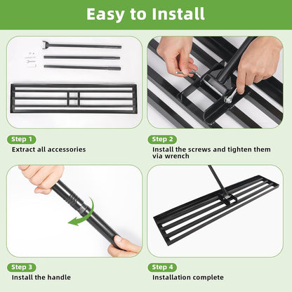 Lawn Leveling Rake 42 Inch, Heavy Duty Metal Levelawn Rake with 42'x10' Ground Plate, 78' Extra Long Adjustable Handle, Lawn Leveler Tool for Backyard, Garden, Golf Lawn, Farm and Ranch to Level Soil