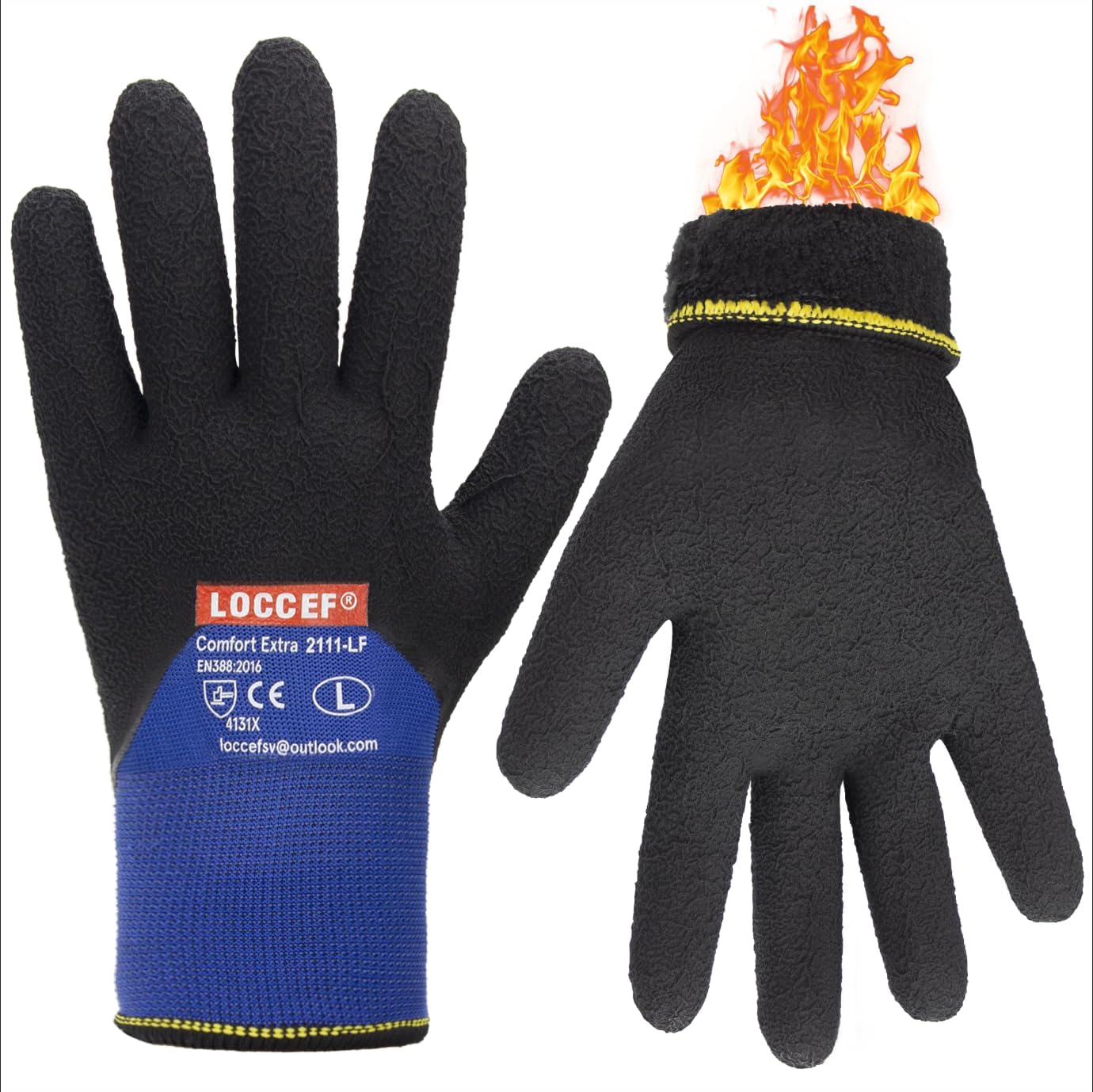 LOCCEF 2 Pairs Winter Work Gloves for Men and Women, Freezer Gloves for Work Below Zero, Thermal Insulated, Super Grip