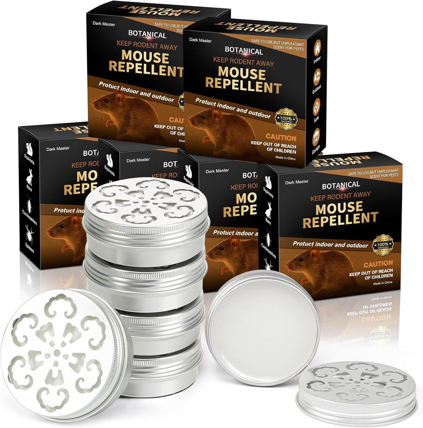6 Pack Mouse Repellent with Peppermint Oil - Natural Rodent Deterrent for 24/7 Protection in House, Car, Garage & Attic,Human & Pet Safe