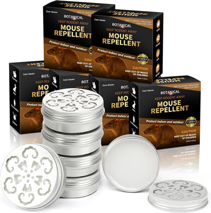 6 Pack Mouse Repellent with Peppermint Oil - Natural Rodent Deterrent for 24/7 Protection in House, Car, Garage & Attic,Human & Pet Safe