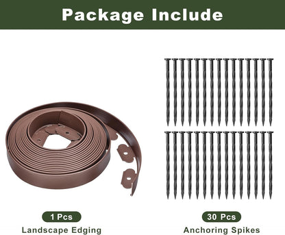 uxcell Landscape Edging, 1Pcs 33FT x 2" - No Dig Garden Edging Kit with 30 Stakes, Landscape Edging Border for Garden Lawn Flower Bed Yard Grass (Coffee)