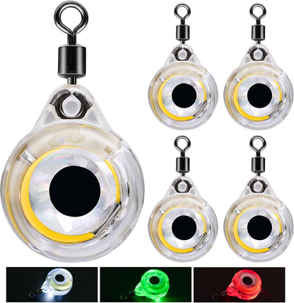 LED Underwater Fishing Lures，LED Lighted Bait Flasher，Deep Drop Fishing Lures，Fish Eye Attractive Light Bait Lure Lamp 5PCS