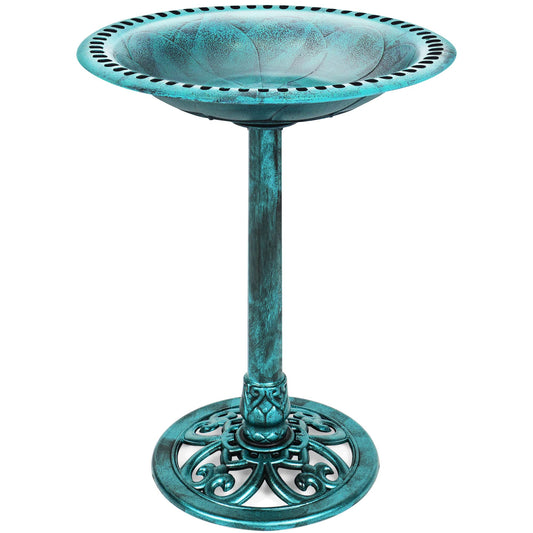 Best Choice Products 28in Pedestal Bird Bath, Vintage Outdoor Resin Accent Decoration