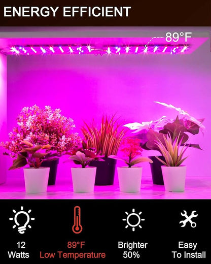 DOMMIA Plant Grow Light, 12W Ultra-Thin Plant Light, Full Spectrum with 90 LEDs, 2Pcs DIY Assembly [Grow Light] Strip for Indoor Garden Greenhouse Aquarium Hydroponic