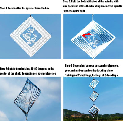 Bird Deterrents for Outside, Reflective Stainless Steel Wind Spinner, Ducks Wind Spinners Outdoor Garden Decor, Bird Scare Devices to Keep Woodpeckers, Pigeons Away from Your House, Patio, Orchards