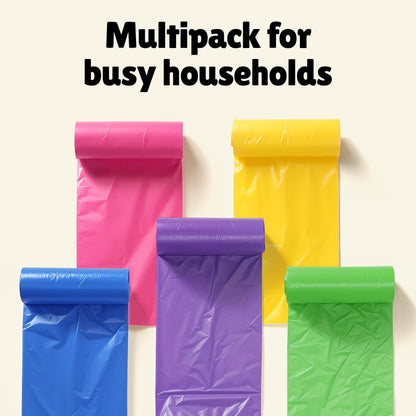 FORID Small Trash Bags 4 Gallon for Bathroom - Extra Thick Colored Garbage Bags Unscented,Strong Plastic Wastebasket Can Liners for Home Bedroom Office and Car,150 Bags Multi Colored