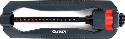 Eden 94113 Lawn & Garden Essential Oscillating Water Sprinkler For Yard W/Quick Connect Starter Set, 16 Nozzles, Covers up to 3,600 sq. ft, Heavy Weight Base
