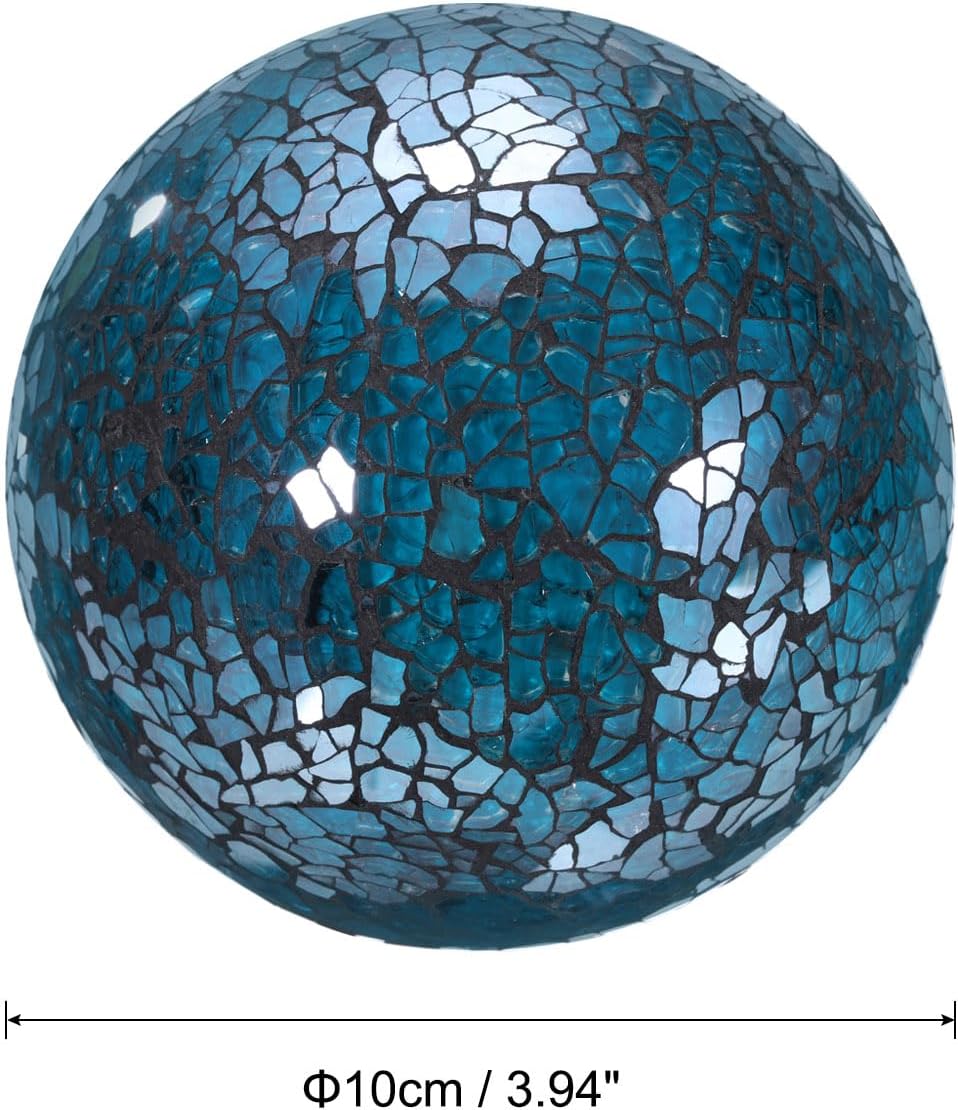 uxcell 4" Decorative Balls, 3 Pcs Mosaic Glass Balls, Decorative Table Sphere Orbs, Centerpiece Balls for Decorating Bowls Vase Tables Wedding Party, Blue