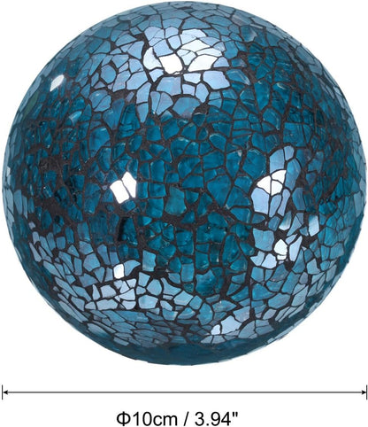 uxcell 4" Decorative Balls, 3 Pcs Mosaic Glass Balls, Decorative Table Sphere Orbs, Centerpiece Balls for Decorating Bowls Vase Tables Wedding Party, Blue