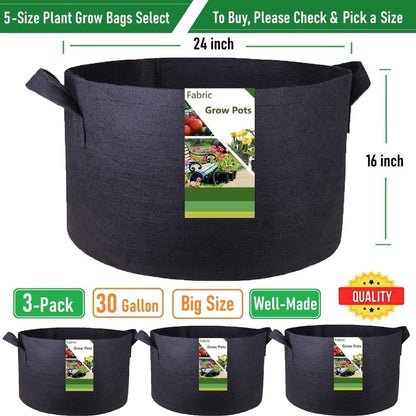 3-Pack 30 Gallon Thickened Plant Grow Bags Large (24x16 in) Heavy Duty Garden Bag Fabric Plant Pots for Tomato,Potato Planter,Flower Pots,Herbs Veggies Planting,Barrel Planter,Yard Waste Bag,Leaf Bags
