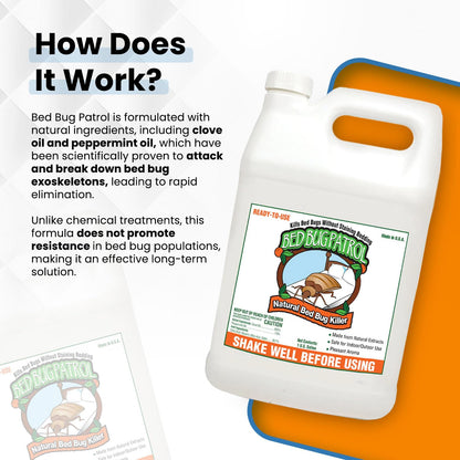 Natural Bed Bug Killer – 1 Gallon Refill (128oz) – Child & Pet Safe, Non-Toxic Spray for Home, Office, Furniture, Mattresses, Cracks & Crevices – Eco-Friendly Bed Bug Treatment