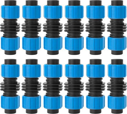 12 Pcs Drip Irrigation Coupling, 5/8 Inch Drip Tape Irrigation Tubing Coupling,Universal Connector Drip Tubing Fittings,Compatible with Most 16-17 mm Drip Tape AG Tubing Drip-Blue