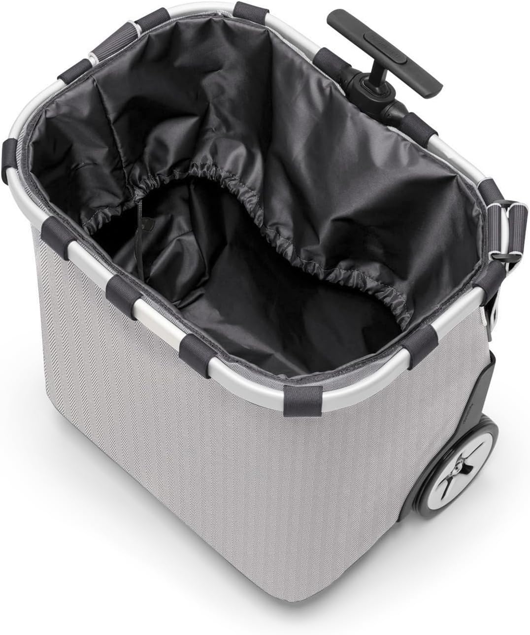 reisenthel carrycruiser Herringbone Grey - Portable Shopping Trolley with Sturdy Aluminum Frame, Shoulder Strap and Removable mesh Inner Bag -Water-Repellent