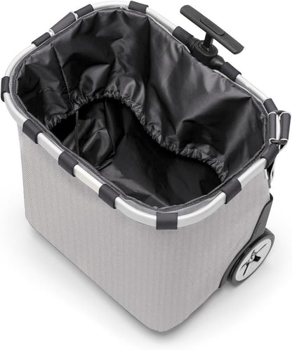 reisenthel carrycruiser Herringbone Grey - Portable Shopping Trolley with Sturdy Aluminum Frame, Shoulder Strap and Removable mesh Inner Bag -Water-Repellent