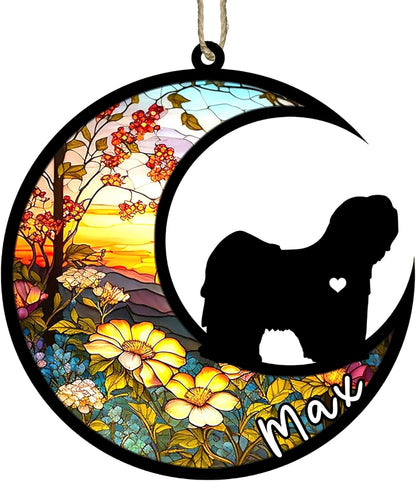 Personalized Dog Memorial, Custom Name Lhasa Apso Dog Christmas Ornament with Name, Custom Breeds, Pet Loss Light Catcher, Gifts for Lovers Loss of Pet Sympathy on Mothers Day Christmas