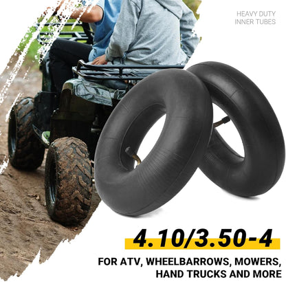 4.10/3.50-4 Heavy Duty Replacement Inner Tube with TR-87 Bent Valve Stem (2-Pack) - for Wheelbarrows, Mowers, Hand Trucks and More 3.50-4 Tire
