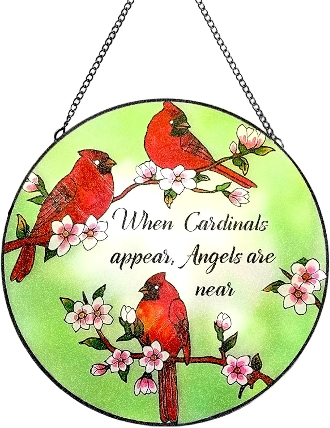 Stained Glass Window Hanging, 7.87" Luyseyha Sun Catcher for Window, Suncatcher Ornaments, Handmade Glass Art Cardinal Decor Wall Decor, Mother's Day, Birthday Gift for Women, Wife, Mom, Lovers