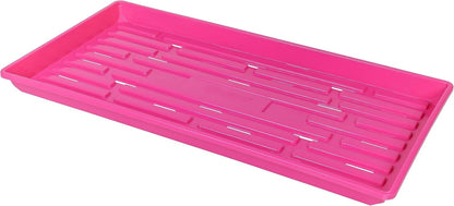 SUNPACK 10" x 20" Heavy Duty Shallow Plastic Seed Starting Tray, Magenta, 1" (Pack of 10) - Lined with Drainage Holes for Excess Water and Aeration, Ideal for Greenhouses or Indoor Gardening