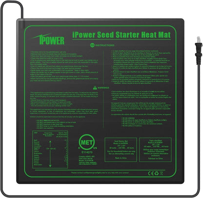 iPower 20" x 20" Waterproof Durable Seedling Heat Mat Warm Hydroponic Plant for Indoor Gardening Germination Starting