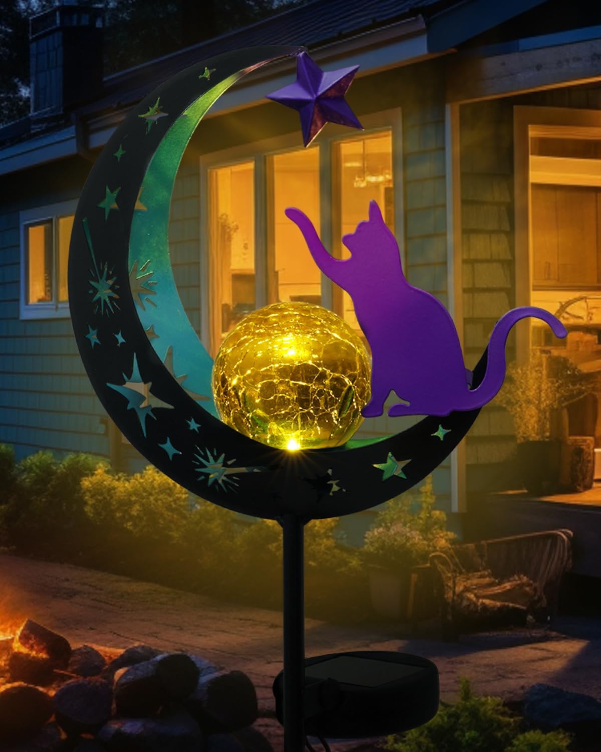 Putuo Decor Solar Garden Lights for Outside - Solar Cat Garden Decor with Waterproof, Decorative Cat Lights Outdoor for Yard
