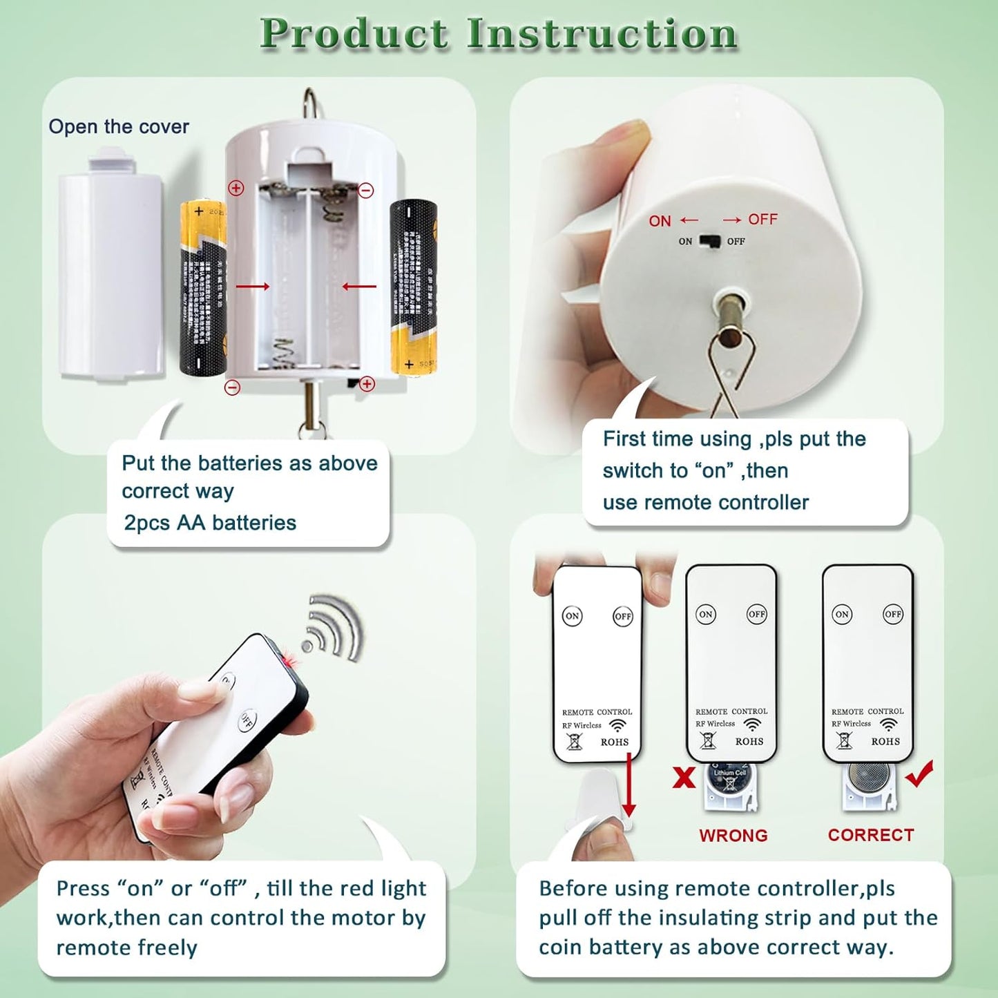 Fonmy Hanging Display Motor with Remote 5 RPM Low Speed for Wind Spinner Ornament Hanging Decor Wind Chimes Baby Crib Mobile Battery Operated Motor